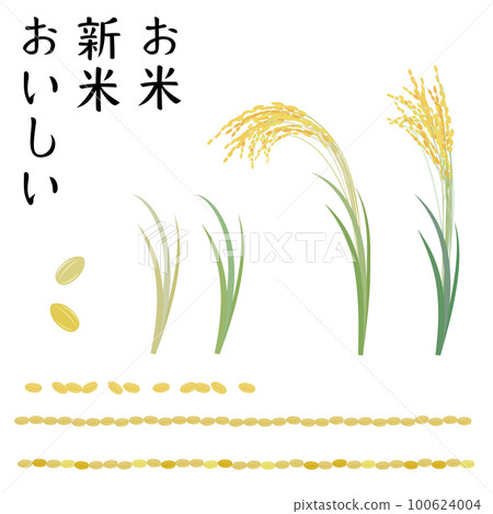 稻穗圖標矢量插圖集，稻穀格線 100624004