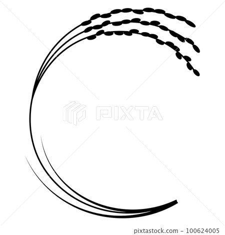 Vector illustration of a round frame with silhouettes of rice ears 100624005