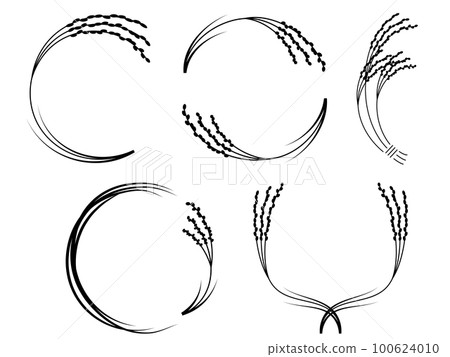 Illustration set of rice silhouette frame 100624010