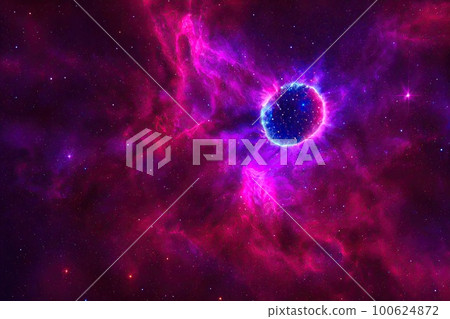 Space background. Realistic starry night. Cosmos and shining stars. Milky way and stardust. Color galaxy with nebula. Magic Infinite universe. Ai generative illustration. Space background. Realistic starry night. Cosmos and shining stars. Milky way and stardust. Color galaxy with nebula. Magic Infinite universe. Ai generative illustration. 100624872