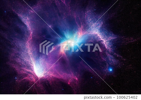 Space background. Realistic starry night. Cosmos and shining stars. Milky way and stardust. Color galaxy with nebula. Magic Infinite universe. Ai generative illustration. Space background. Realistic starry night. Cosmos and shining stars. Milky way and stardust. Color galaxy with nebula. Magic Infinite universe. Ai generative illustration. 100625402