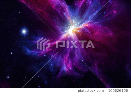 Space background. Realistic starry night. Cosmos and shining stars. Milky way and stardust. Color galaxy with nebula. Magic Infinite universe. Ai generative illustration. Space background. Realistic starry night. Cosmos and shining stars. Milky way and stardust. Color galaxy with nebula. Magic Infinite universe. Ai generative illustration. 100626106