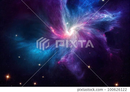 Space background. Realistic starry night. Cosmos and shining stars. Milky way and stardust. Color galaxy with nebula. Magic Infinite universe. Ai generative illustration. Space background. Realistic starry night. Cosmos and shining stars. Milky way and stardust. Color galaxy with nebula. Magic Infinite universe. Ai generative illustration. 100626122