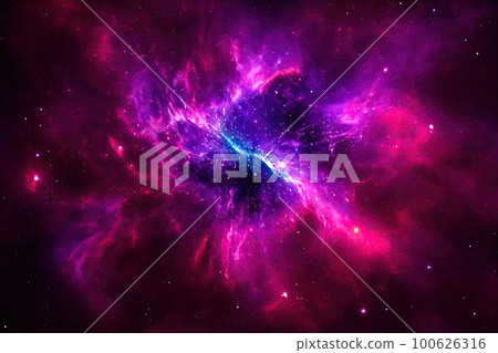 Space background. Realistic starry night. Cosmos and shining stars. Milky way and stardust. Color galaxy with nebula. Magic Infinite universe. Ai generative illustration. Space background. Realistic starry night. Cosmos and shining stars. Milky way and stardust. Color galaxy with nebula. Magic Infinite universe. Ai generative illustration. 100626316