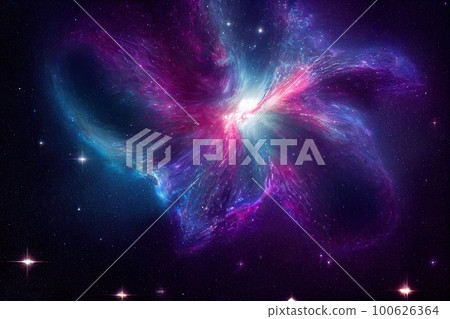 Space background. Realistic starry night. Cosmos and shining stars. Milky way and stardust. Color galaxy with nebula. Magic Infinite universe. Ai generative illustration. 100626364