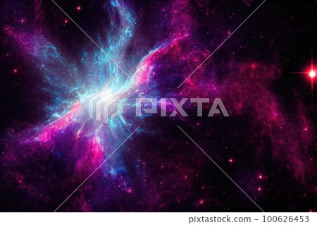 Space background. Realistic starry night. Cosmos and shining stars. Milky way and stardust. Color galaxy with nebula. Magic Infinite universe. Ai generative illustration. Space background. Realistic starry night. Cosmos and shining stars. Milky way and stardust. Color galaxy with nebula. Magic Infinite universe. Ai generative illustration. 100626453