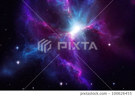 Space background. Realistic starry night. Cosmos and shining stars. Milky way and stardust. Color galaxy with nebula. Magic Infinite universe. Ai generative illustration. Space background. Realistic starry night. Cosmos and shining stars. Milky way and stardust. Color galaxy with nebula. Magic Infinite universe. Ai generative illustration. 100626455