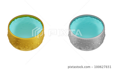 element of gold and silver bowl with water thai culture from image traced 3d. songkran festival thailand travel. 100627831