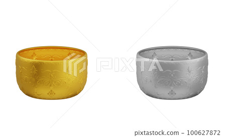 element of gold and silver bowl from image traced 3d. songkran festival thailand travel. 100627872