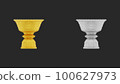 element of gold and silver pedestal tray with thai culture pattern. thailand travel. 100627973