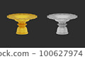 element of gold and silver pedestal tray with thai culture pattern. thailand travel. 100627974