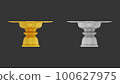 element of gold and silver pedestal tray with thai culture pattern. thailand travel. 100627975