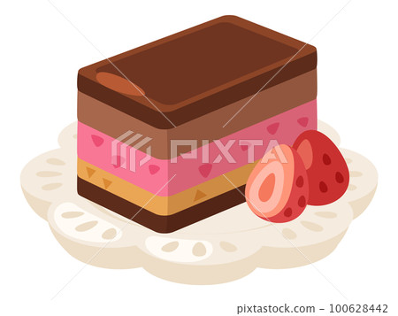 Strawberry cake illustration_cologne and cute simple dish vector illustration Strawberry cake illustration_cologne and cute simple dish vector illustration 100628442