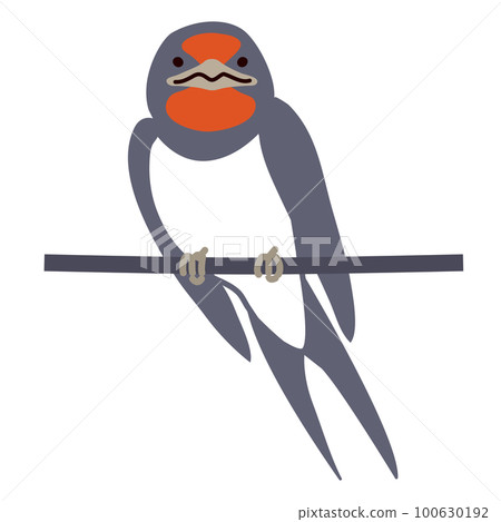 一隻燕子棲息在電線上的插圖 100630192