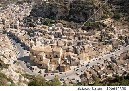 aerial landscape of Scicli, Sicily aerial landscape of Scicli, Sicily 100630868