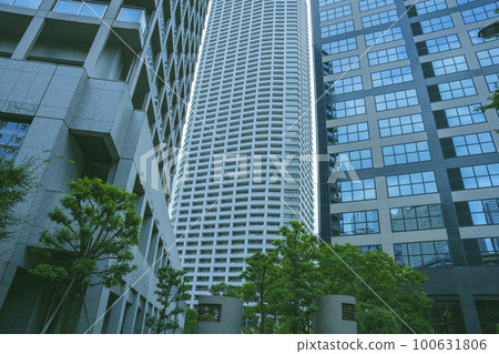Scenery of apartments and skyscrapers in the office district in Shinjuku Ward, Tokyo 100631806