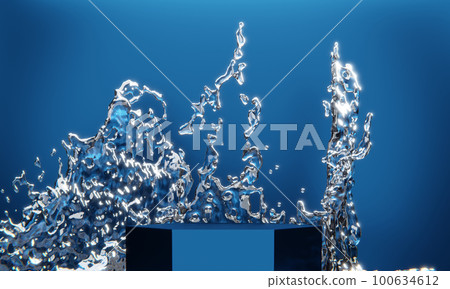 blue podium and water drop Abstract on the blue background. blue podium and water drop Abstract on the blue background. 100634612