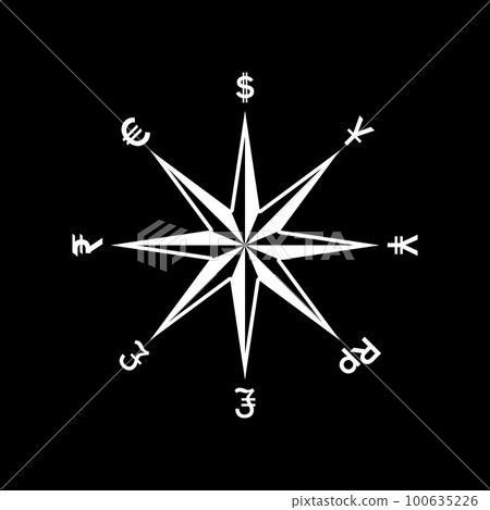 Currency And Compass Symbol For Business Logo Profit From All Directions Vector Design Inspiration 100635226