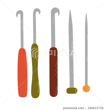 Knitting needles. Knitting tool. Hobby time, handmade things 100635726