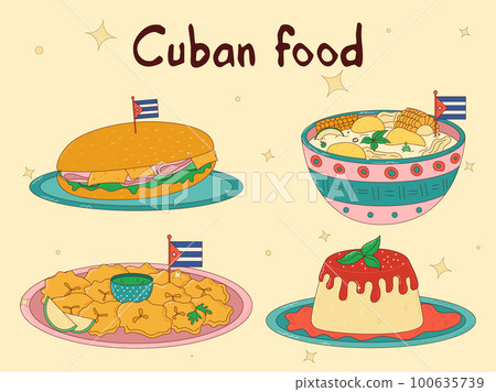 Set of Cuban food. Traditional Cuban dish. Vector illustration 100635739