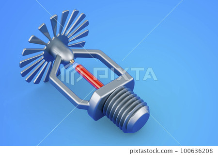 Fire Sprinkler on blue background, 3D rendering 100636208