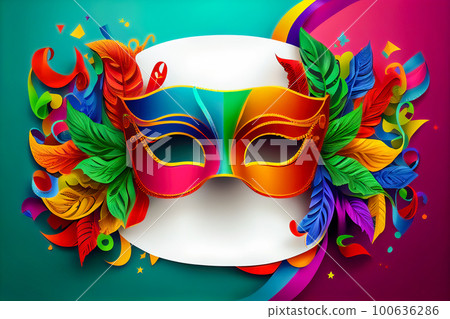 Multicolored Venetian copyspace mask. Generative AI, Generative, AI Multicolored Venetian copyspace mask. Generative AI, Generative, AI 100636286