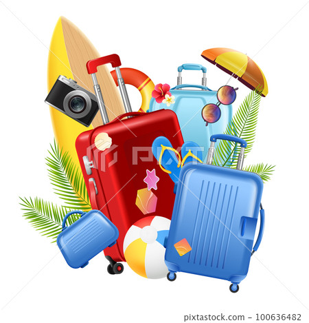 Realistic Travel Horizontal Banner 100636482