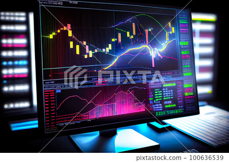 Abstract market stock charts and infographics. Generative AI, Generative, AI 100636539