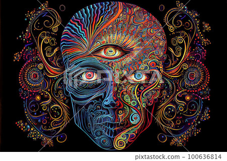 abstract art background. multicolored skull. Generative AI abstract art background. multicolored skull. Generative AI 100636814