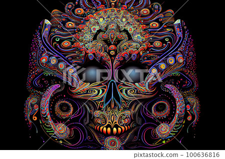 abstract art background. multicolored skull. Generative AI abstract art background. multicolored skull. Generative AI 100636816