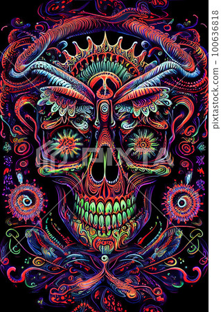 abstract art background. multicolored skull. Generative AI abstract art background. multicolored skull. Generative AI 100636818