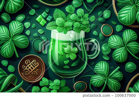 abstract green background for st patrick's day. Generative AI 100637000