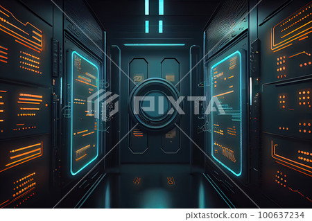 3d futuristic background with circles and panels. Generative AI, Generative, AI 3d futuristic background with circles and panels. Generative AI, Generative, AI 100637234