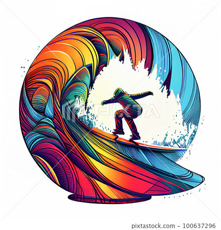 beautiful snowboarder logo emblem on white background. Generative AI, Generative, AI 100637296