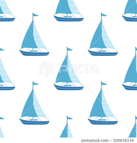 cartoon seamless pattern of sailboat, vector illustration 100638134