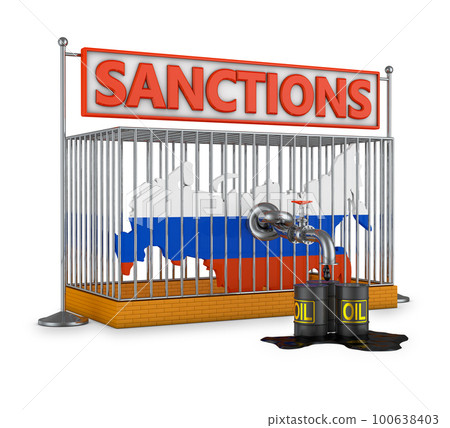 Russia in a cage with an oil pipe 100638403