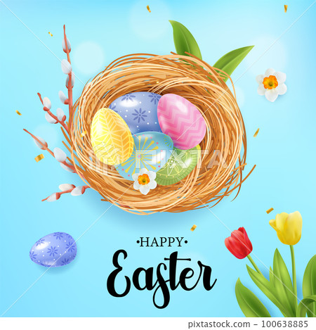 Happy Easter Nest Composition Happy Easter Nest Composition 100638885