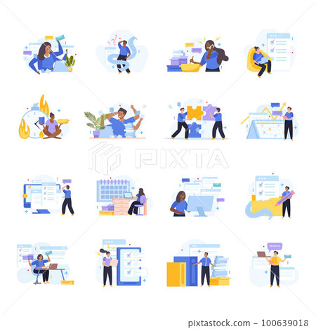 Multitasking People Flat Icons Multitasking People Flat Icons 100639018