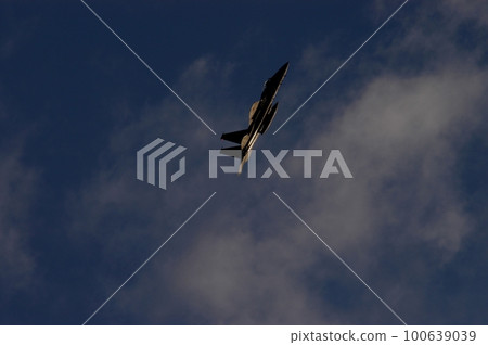 Air Self-Defense Force F-15 fighter silhouette Air Self-Defense Force F-15 fighter silhouette 100639039