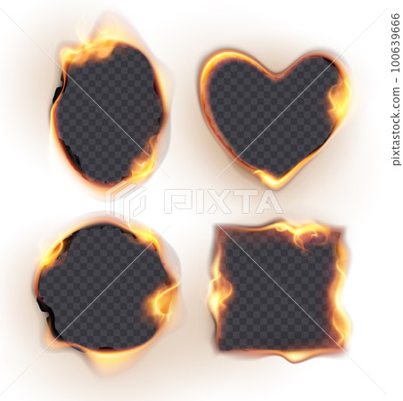 Burned Paper Realistic Isolated Icon Set 100639666