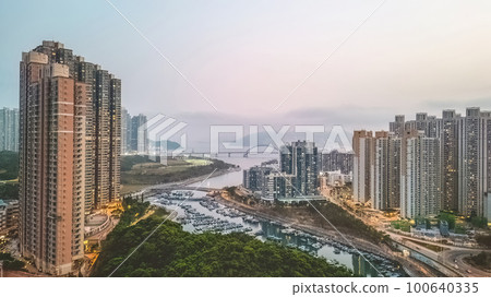 the Twilight of TKO district at Hong Kong March 18 2023 100640335