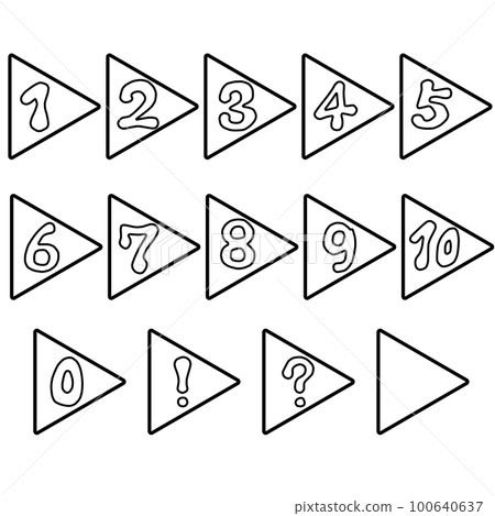 Pop atmosphere number triangle icon set 100640637
