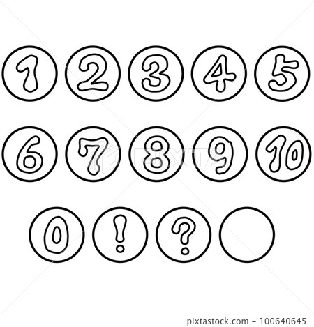 Pop atmosphere number circle icon line drawing set 100640645