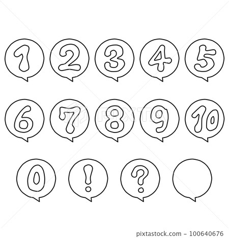 Pop atmosphere number speech bubble icon line drawing set 100640676