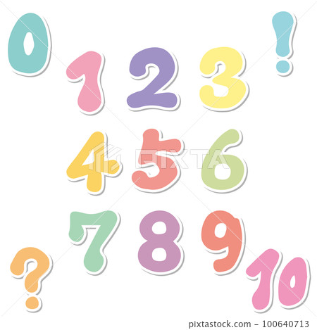 Rounded corner pop atmosphere colorful number set sticker style Rounded corner pop atmosphere colorful number set sticker style 100640713