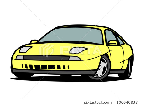 懷舊的意大利轎跑車黃色汽車插畫 100640838