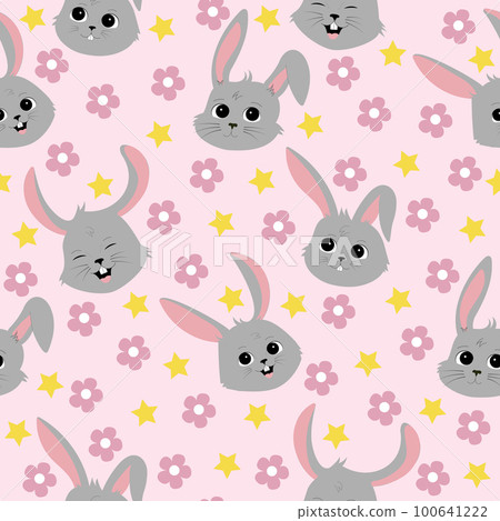 Seamless pattern with rabbit cartoons on pink background. Seamless pattern with rabbit cartoons on pink background. 100641222