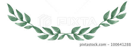 watercolour green leaf foliage wreath frame...-插圖素材 [100641288] - PIXTA圖庫