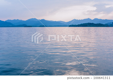 Hangzhou, China - August 2, 2017 beautiful the west lake scenery Hangzhou, China - August 2, 2017 beautiful the west lake scenery 100641311