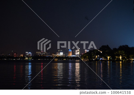 Hangzhou, China - August 2, 2017 beautiful the west lake scenery Hangzhou, China - August 2, 2017 beautiful the west lake scenery 100641538